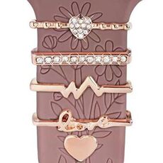 5 pezzi / set Smart Watch Universale Silicone Band Anello decorativo Accessori in metallo, Stile: Oro rosa 6