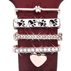 5 pezzi / set Smart Watch Universale Silicone Band Anello decorativo Accessori in metallo, Stile: Oro rosa 8