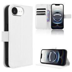 Per iPhone 16e Custodia per telefono in pelle con trama a diamante (bianco)