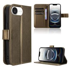 Per iPhone 16e Custodia per telefono in pelle con texture a diamante (marrone)