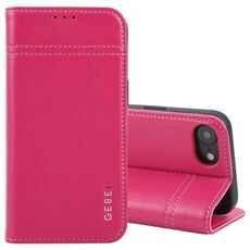 Per iPhone 16e GEBEI Custodia per telefono in pelle pieno fiore con flip orizzontale (rosso rosa)