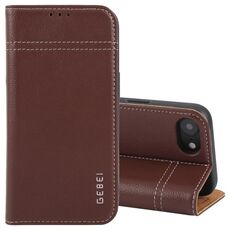 Per iPhone 16e GEBEI Custodia per telefono in pelle pieno fiore con flip orizzontale (marrone)
