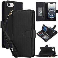 Per iPhone 16e Multi-Card Wallet RFID Custodia in pelle per telefono (nero)