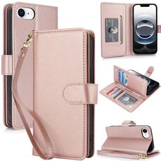 Per iPhone 16e Multi-Card Wallet RFID Custodia in pelle per telefono (oro rosa)
