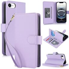 Per iPhone 16e Portafoglio multi-carta RFID Custodia in pelle per telefono (viola chiaro)
