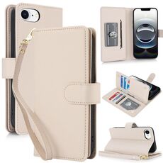 Per iPhone 16e Portafoglio multi-carta RFID Custodia in pelle per telefono (albicocca)