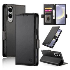 Per Samsung Galaxy S25 Edge 5G Custodia per telefono in pelle smerigliata magnetica con fibbia laterale (nero)