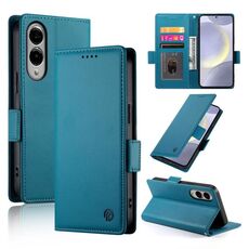 Per Samsung Galaxy S25 Edge 5G Custodia per telefono in pelle smerigliata magnetica con fibbia laterale (blu)