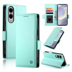 Per Samsung Galaxy S25 Edge 5G Custodia per telefono in pelle smerigliata magnetica con fibbia laterale (verde menta)