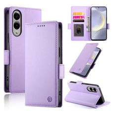 Per Samsung Galaxy S25 Edge 5G Custodia per telefono in pelle smerigliata magnetica con fibbia laterale (viola)