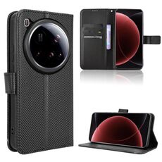 Per Xiaomi 15 Ultra Diamond Texture Custodia in pelle per telefono (nero)