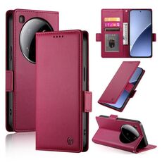 Per Xiaomi 15 Ultra Custodia per telefono in pelle smerigliata magnetica con fibbia laterale (rosso vino)