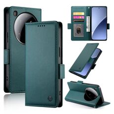 Per Xiaomi 15 Ultra Custodia per telefono in pelle smerigliata magnetica con fibbia laterale (verde scuro)