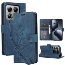 Per Xiaomi 14T Pro Custodia per telefono in pelle goffrata con motivo a farfalla Orchid (blu)