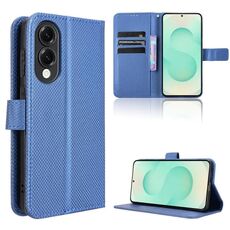 Per Samsung Galaxy S25 Edge 5G Custodia in pelle con texture a diamante (blu)