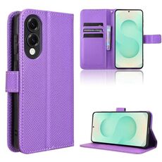 Per Samsung Galaxy S25 Edge 5G Custodia in pelle con texture a diamante (viola)