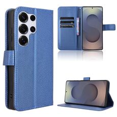 Per Samsung Galaxy S25 Ultra 5G Custodia in pelle con texture a diamante (blu)