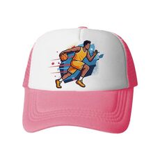 Cappello con visiera in spugna con stampa a forma di giocatore di basket, stampa su richiesta (rosa)