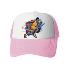 Cappello con visiera in spugna con stampa a forma di giocatore di basket, stampa su richiesta (rosa chiaro)