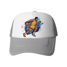 Cappello con visiera in spugna con stampa a forma di giocatore di basket, stampa su richiesta (grigio)
