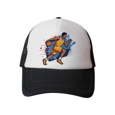 Cappello con visiera in spugna con stampa a forma di giocatore di basket, stampa su richiesta (nero)