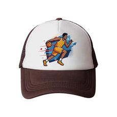 Cappello con visiera in spugna con stampa a forma di giocatore di basket, stampa su richiesta (marrone)