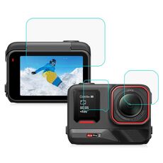 Per Insta360 Ace Pro 2 PULUZ 3 in 1 Pellicola in vetro temperato per schermo posteriore e anteriore e obiettivo (trasparente)