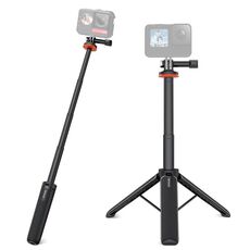 PULUZ Action Camera Extension Treppiede Selfie Stick Stand per GoPro (Nero)