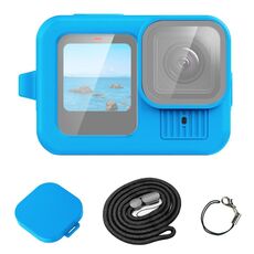 Per GoPro HERO13 Black PULUZ Custodia protettiva in silicone con cinturino da polso e copriobiettivo (blu)