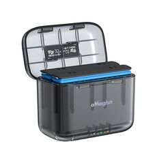 Per Insta360 X4 AMagisn Dual Battery Charging Box Vano portaoggetti trasparente per batteria