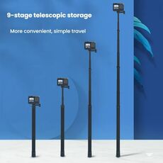 TELESIN Gen 2 2.7m Asta di prolunga per selfie in fibra di carbonio per fotocamera sportiva per GoPro HERO13 Nero / Insta360 (Nero)