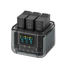Per GoPro HERO13 Black Super Fast Charger Station con display OLED (nero trasparente)
