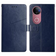 Per vivo V50 5G Global HT01 Custodia per telefono in pelle con motivo a Y (blu)