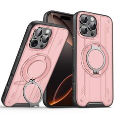 Per iPhone 16 Pro Max Supporto ad anello rotante Custodia magnetica MagSafe per telefono (rosa)