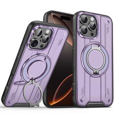 Per iPhone 16 Pro Max Supporto ad anello rotante Custodia magnetica MagSafe per telefono (viola)