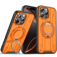 Per iPhone 16 Pro Max Supporto ad anello rotante Custodia magnetica MagSafe per telefono (arancione)