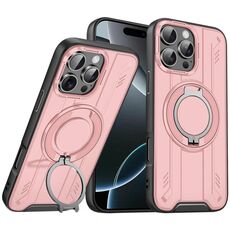 Per iPhone 16 Pro Supporto ad anello rotante Custodia magnetica MagSafe per telefono (rosa)