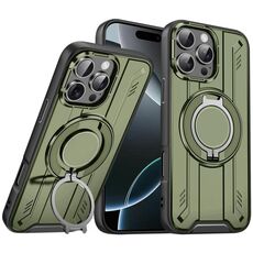 Per iPhone 16 Pro Supporto ad anello rotante Custodia magnetica MagSafe per telefono (verde)