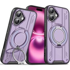 Per iPhone 16 Plus Supporto ad anello rotante Custodia magnetica per telefono MagSafe (viola)