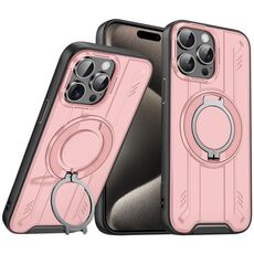 Per iPhone 15 Pro Supporto ad anello rotante Custodia magnetica MagSafe per telefono (rosa)