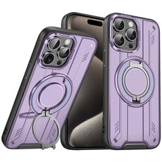 Per iPhone 15 Pro Supporto ad anello rotante Custodia magnetica MagSafe per telefono (viola)