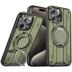 Per iPhone 15 Pro Supporto ad anello rotante Custodia magnetica MagSafe per telefono (verde)