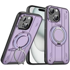 Per iPhone 15 Plus Supporto ad anello rotante Custodia magnetica MagSafe per telefono (viola)
