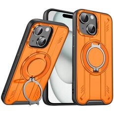 Per iPhone 15 Plus Supporto ad anello rotante Custodia magnetica MagSafe per telefono (arancione)