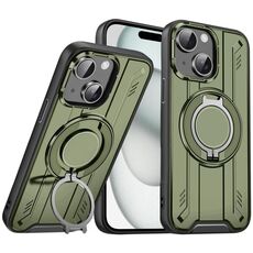 Per iPhone 15 Plus Supporto ad anello rotante Custodia magnetica MagSafe per telefono (verde)
