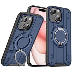Per iPhone 15 Supporto ad anello rotante Custodia magnetica MagSafe per telefono (blu)