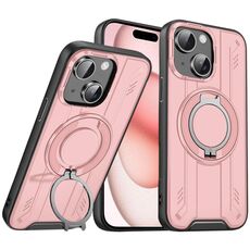 Per iPhone 15 Supporto ad anello rotante Custodia magnetica MagSafe per telefono (rosa)