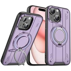 Per iPhone 15 Supporto ad anello rotante Custodia magnetica MagSafe per telefono (viola)