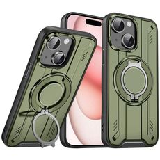 Per iPhone 15 Supporto ad anello rotante Custodia magnetica MagSafe per telefono (verde)