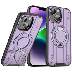 Per iPhone 14 Plus Supporto ad anello rotante Custodia magnetica MagSafe per telefono (viola)